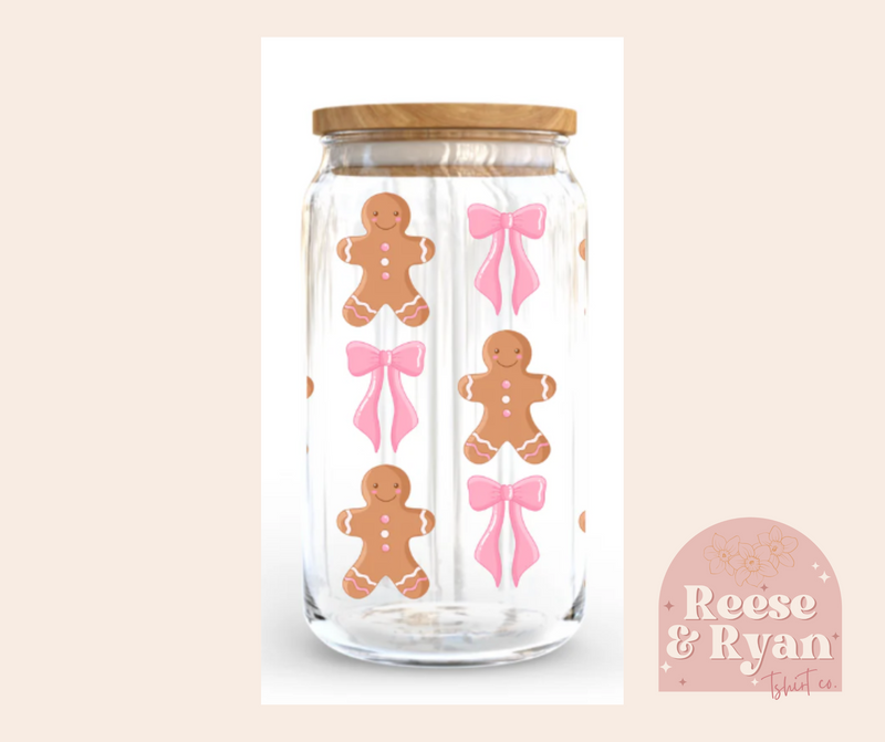 Gingerbreads and Bows Glass Cup