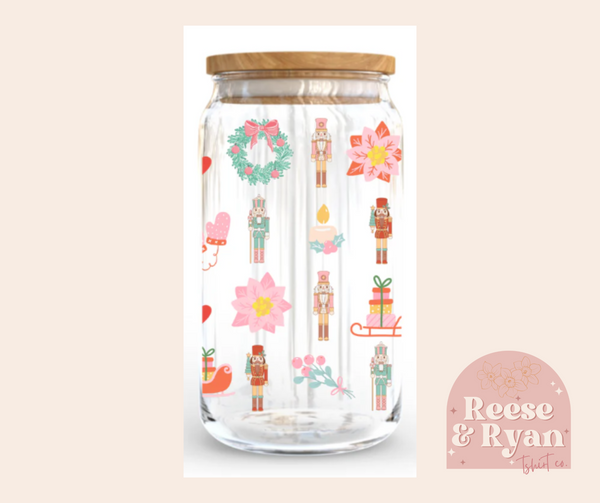 Nutcracker Holiday Glass Cup